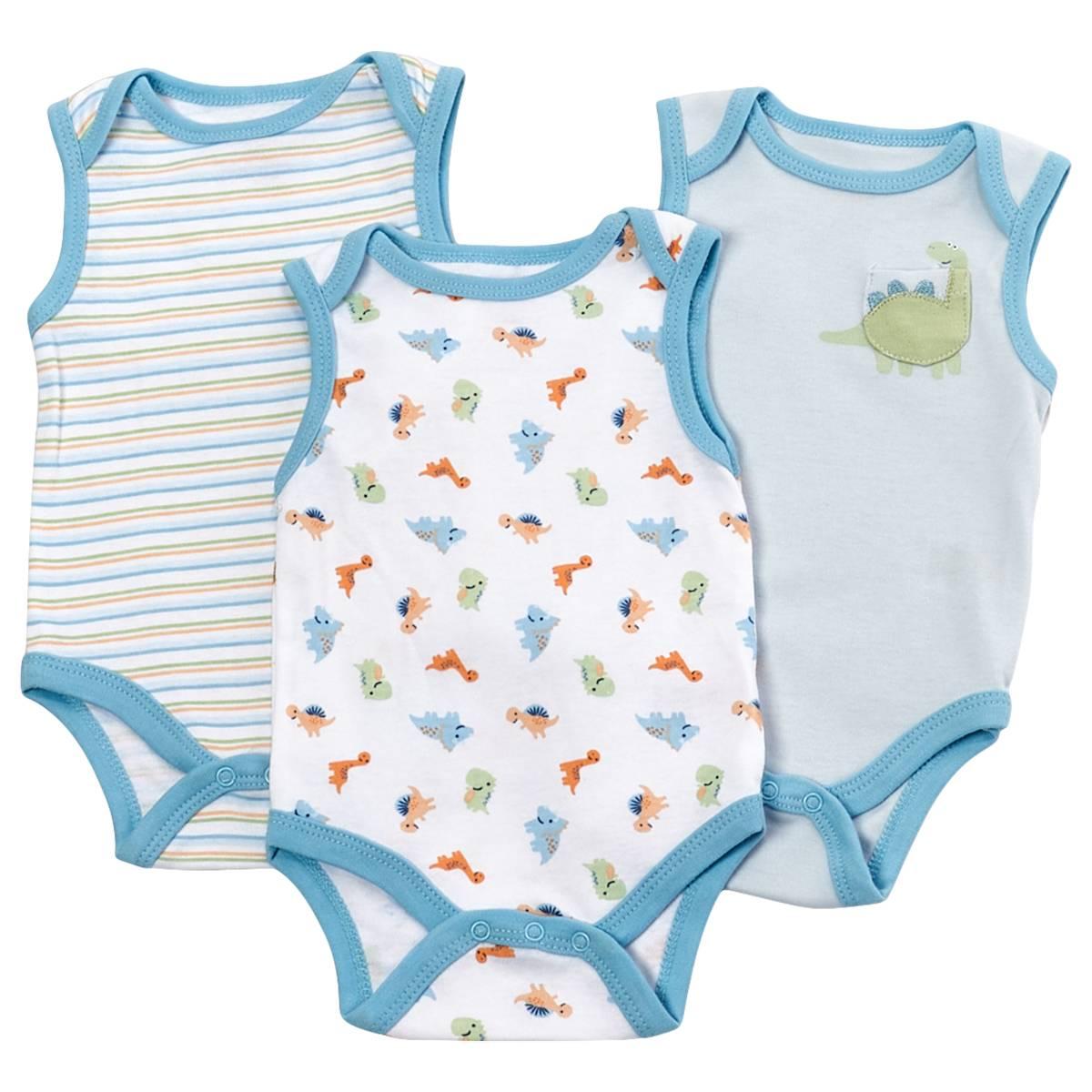Baby Boy (NB-9M) Baby Gear 3pk. Dino Tank Bodysuits