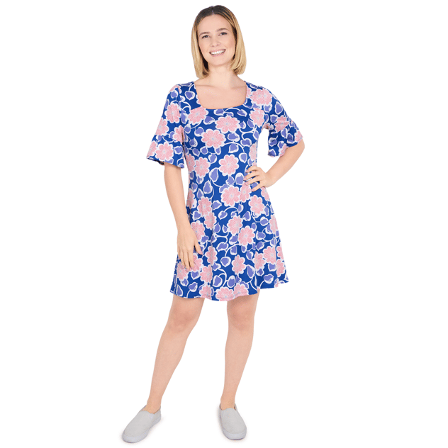 Womens Larky Lark 3/4 Ruffle Sleeve Daisy Daze Shift Dress