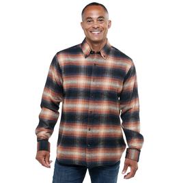 Mens Jackson Hole Long Sleeve Flannel Shirt - Rust/Navy