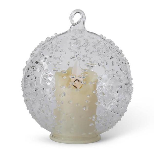 K&K Interiors LED Textured Clear Glass Christmas Ornament