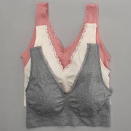 Plus Size Laura Ashley® 3pk. Lace Trim Bralettes - LS4163-3PKAJ