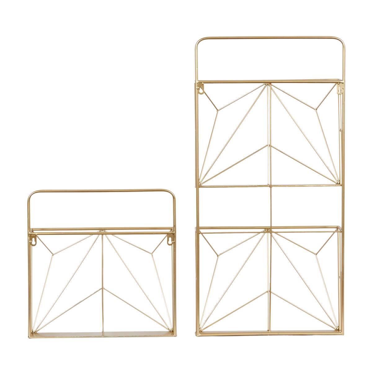 9th & Pike® Geometric Gold Metal Wall Mail Organizer - Set of 2