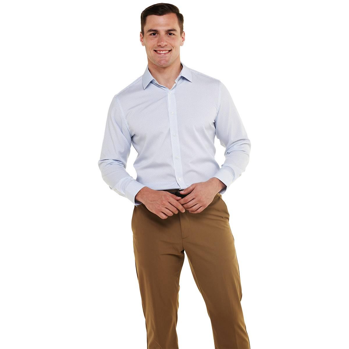 Mens Christian Aujard Geometric Slim Fit Dress Shirt - White/Blue