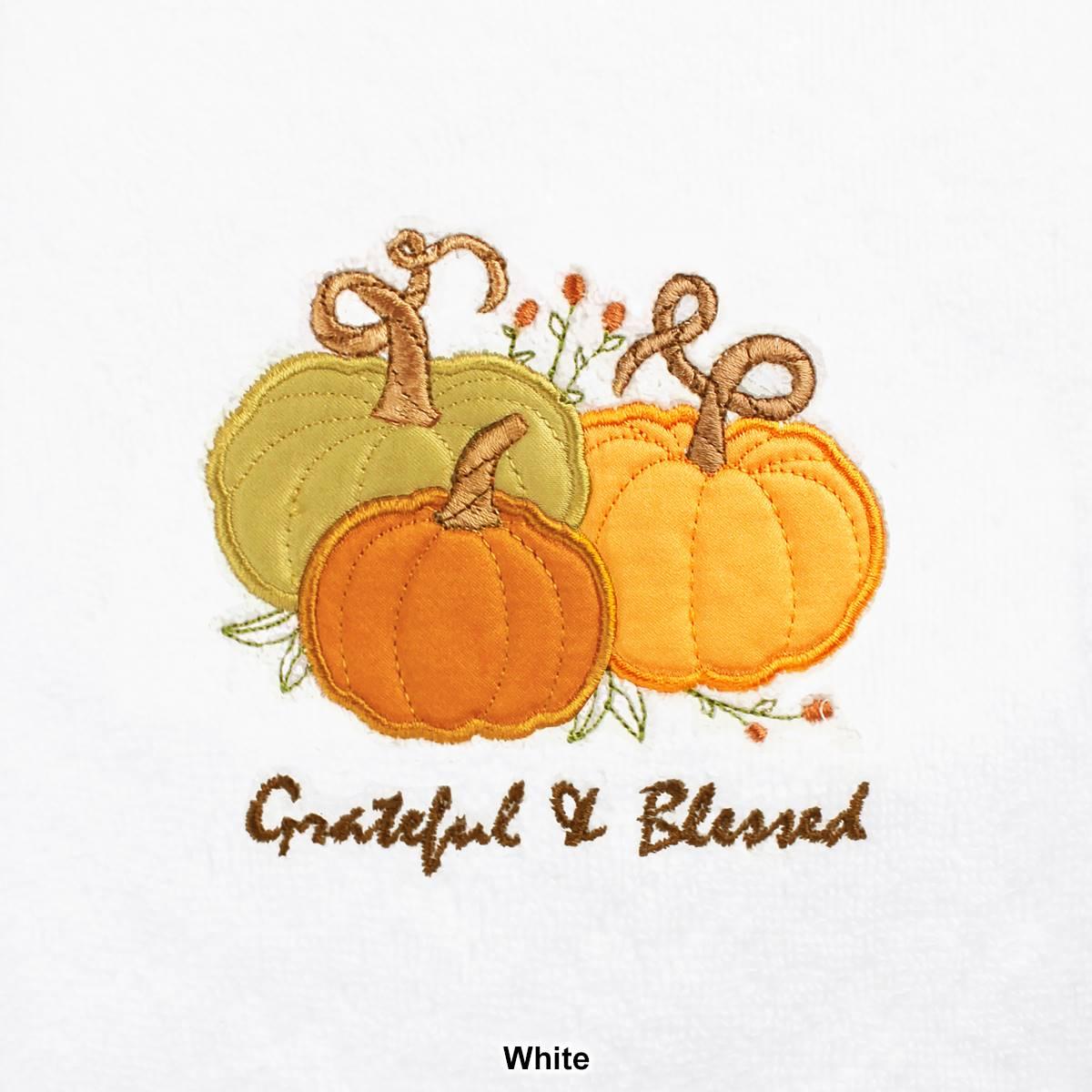 Linum Home Textiles Grateful &amp; Blessed Embroidered Hand Towel