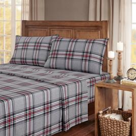 Kathy Ireland 100% Turkish Cotton Flannel Crimson Check Sheet Set