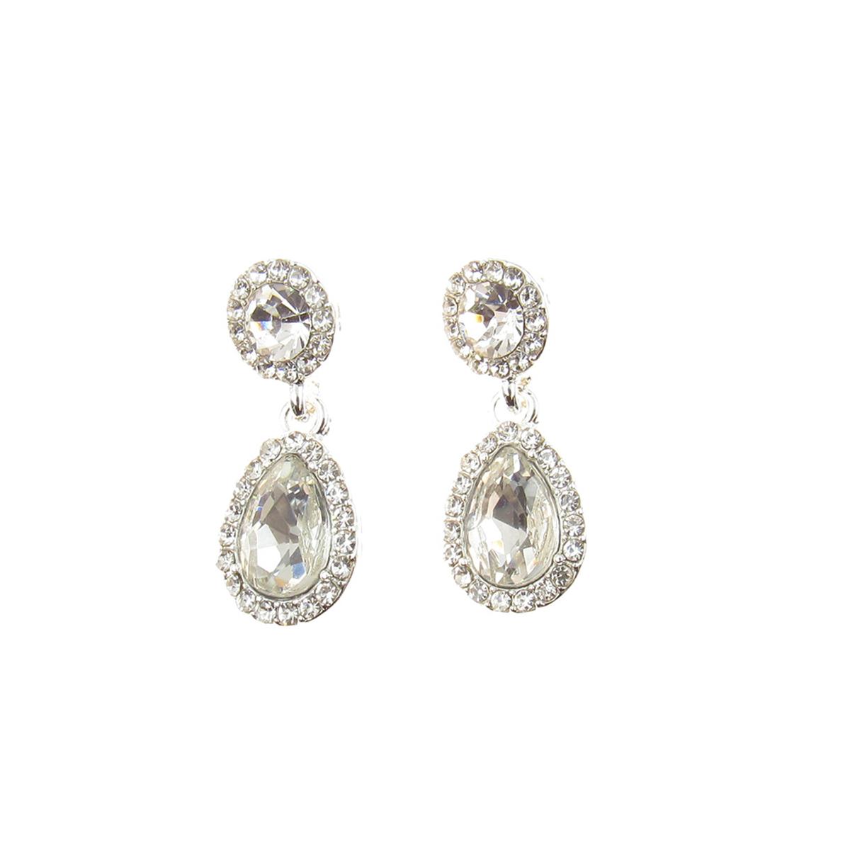 Rosa Rhinestones Teardrop Mini Frame Drop Earrings