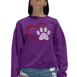 Plus Size LA Pop Art Paw Heart Word Art Crewneck Sweatshirt