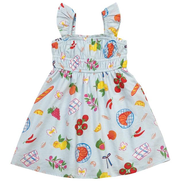 Toddler Girl Japna Picnic Snacks Smocked Dress