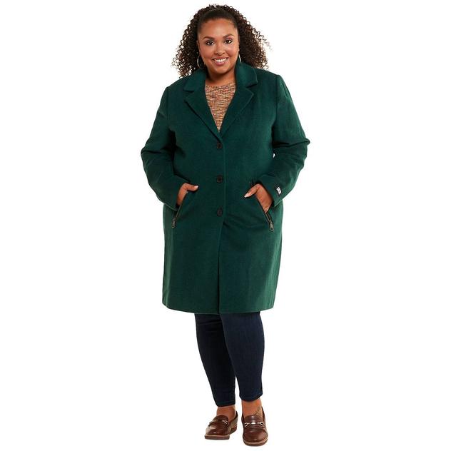 Plus Size DKNY Single Breasted Wool Coat w/Zip Pockets