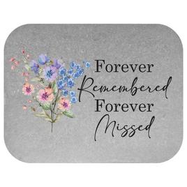 Forever Remembered w/ Flowers Rectangle Memorial Stone
