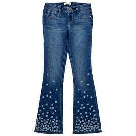 Girls (7-16) Squeeze Flare Jeans w/ Mini Embroidered Flowers