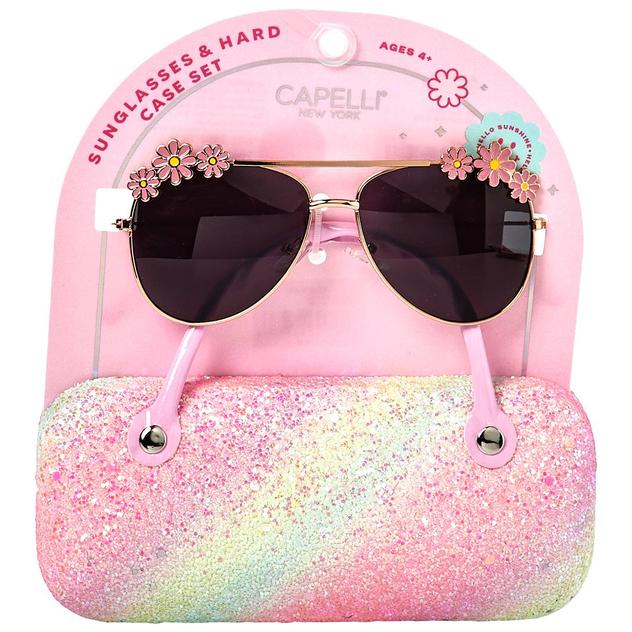 Girls Capelli® New York Flower Sunglasses & Glitter Case