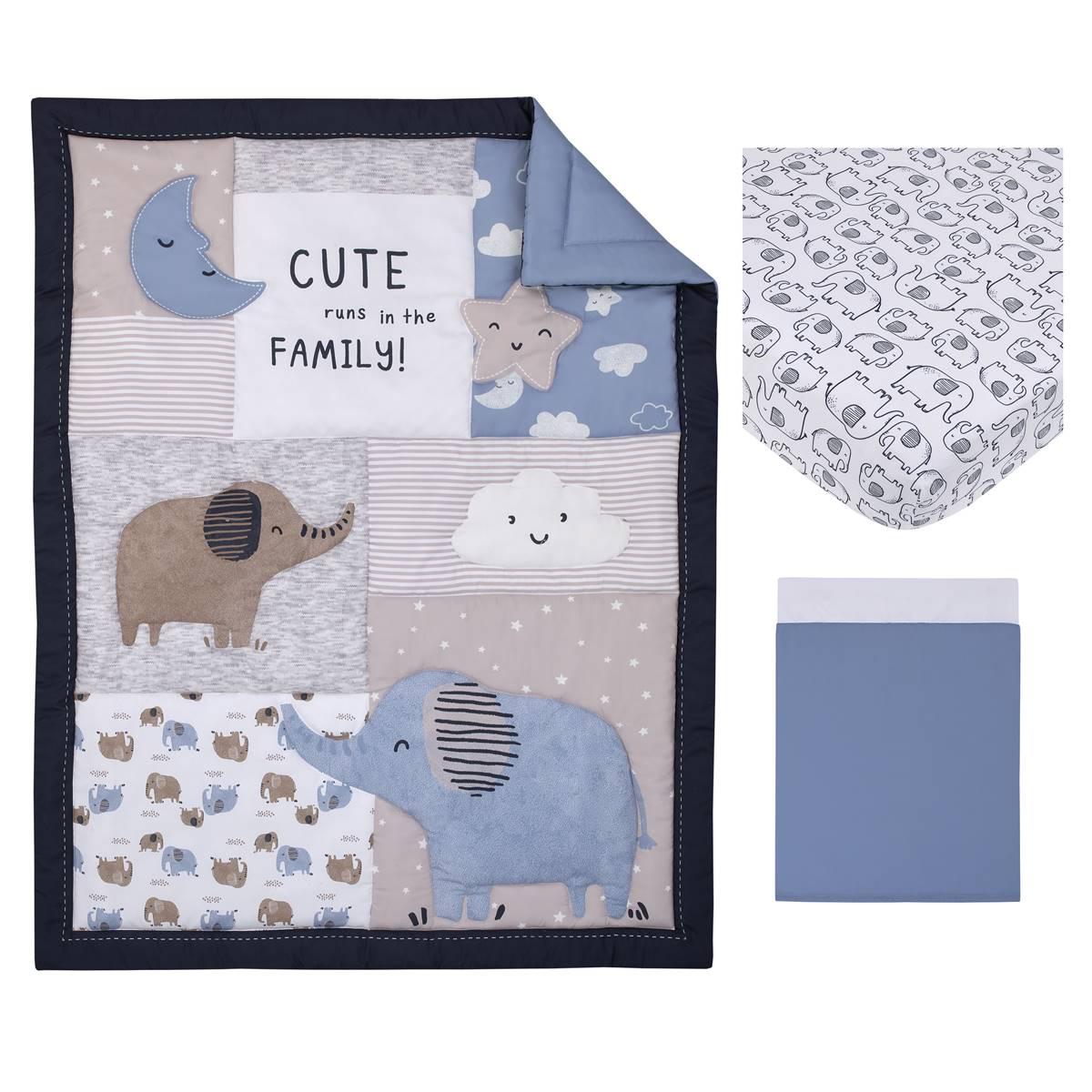 Carter’s® 3pc. Blue Elephant Nursery Crib Bedding Set