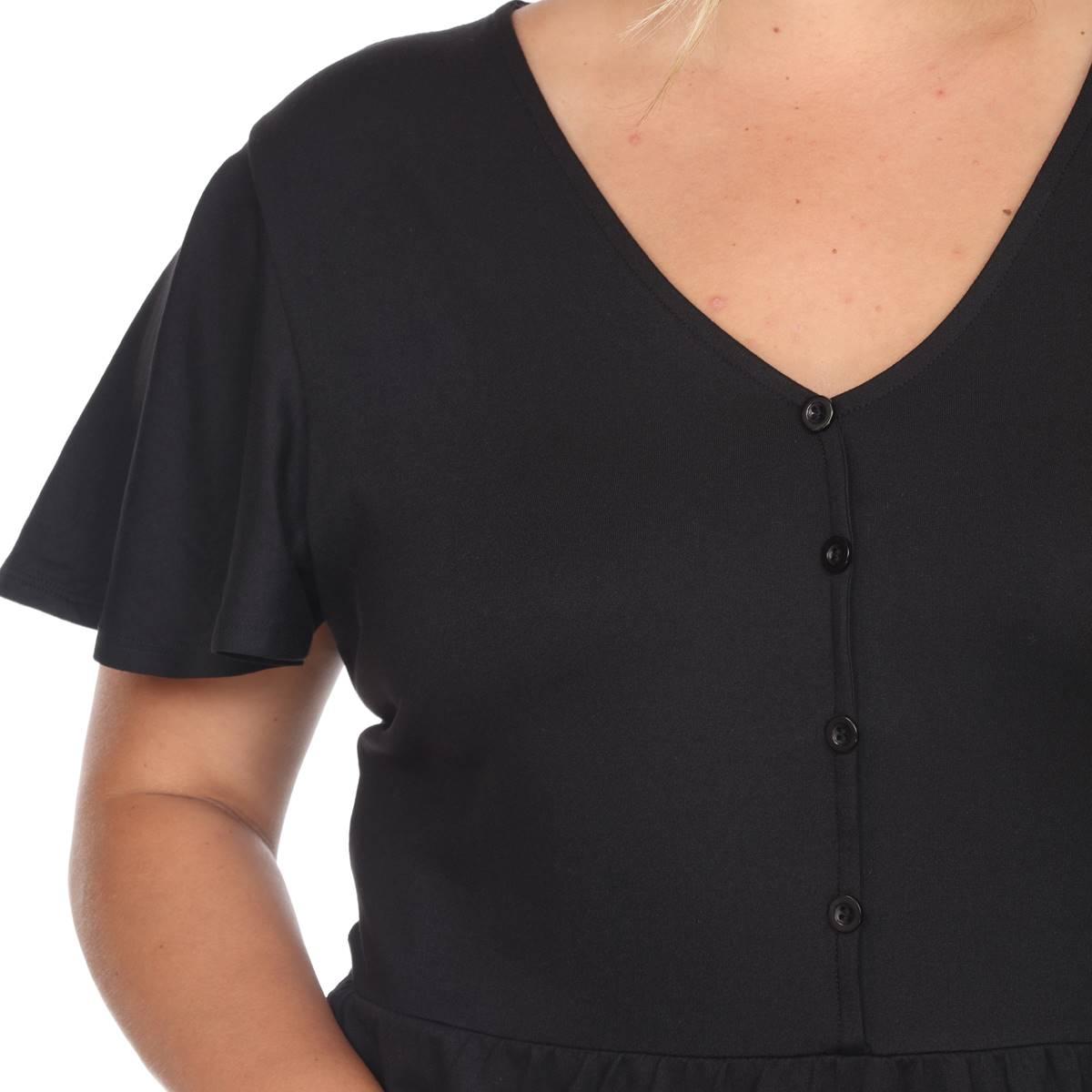 Plus Size White Mark Short Sleeve V-Neck Midi Dress