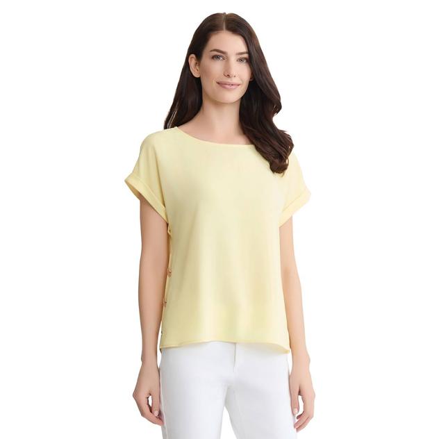 Womens Jones New York Short Sleeve Side Button Blouse