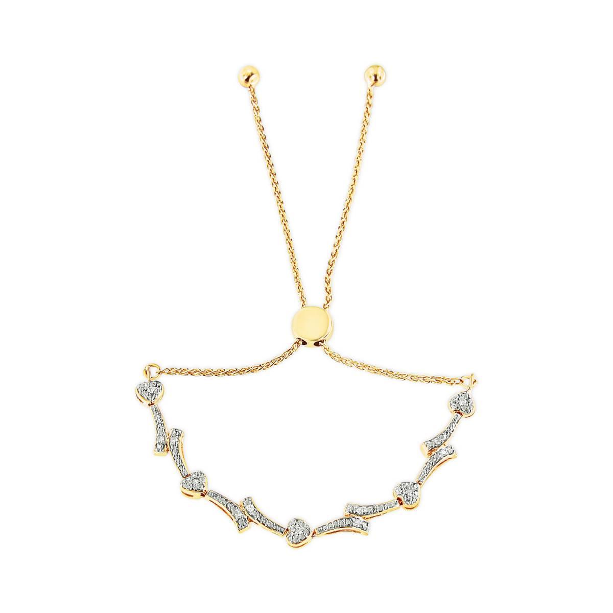 Haus of Brilliance Gold over Silver Diamond Accent Bolo Bracelet