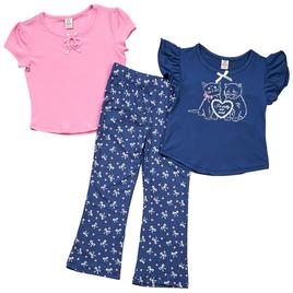 Girls (4-6x) Sweet Butterfly(R) 3pc. Kitty/Bows Tops & Legging Set
