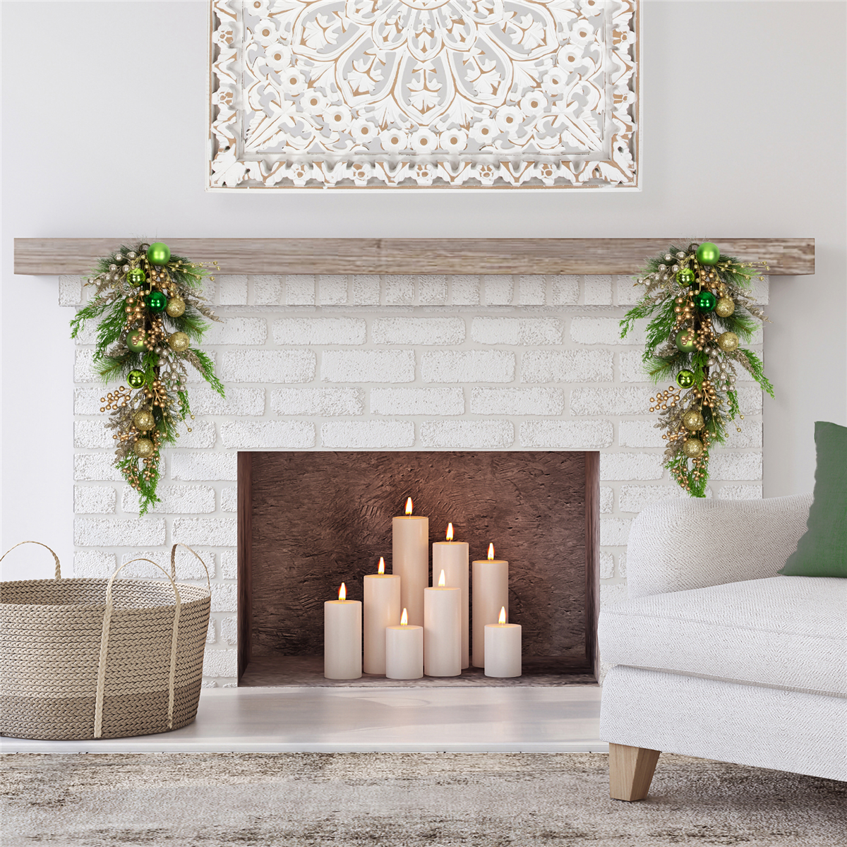 Northlight 25in. Ornaments & Berries Glittered Christmas Swag