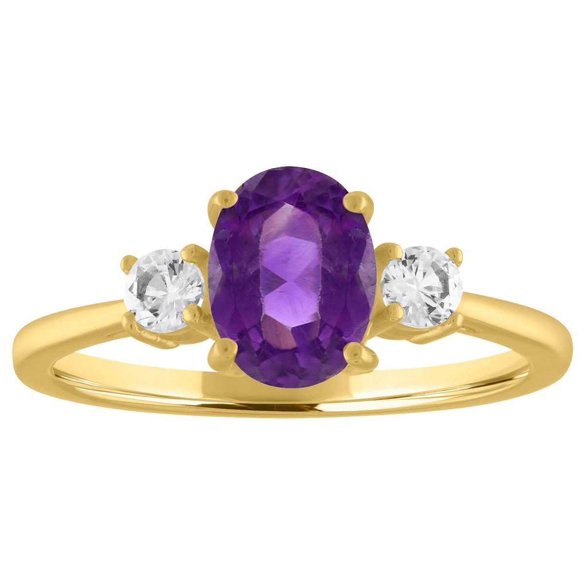 Gemstone Classics(tm) Oval Amethyst Gemstone 10kt. Yellow Gold Ring