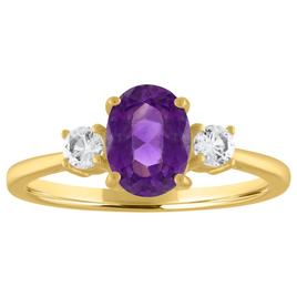 Gemstone Classics(tm) Oval Amethyst Gemstone 10kt. Yellow Gold Ring