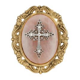 Symbols of Faith 14kt. Gold Dipped Semi-Precious Oval Brooch