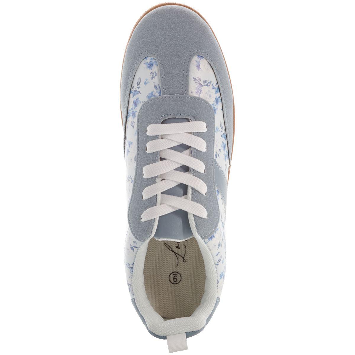 Womens Love 83 Blue Floral Fashion Sneakers