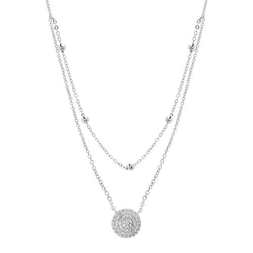 Silver Plated & CZ Disc Multi-Strand Necklace