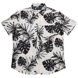 Mens Visitor Large Frond Button Down Shirt - Cream/Black