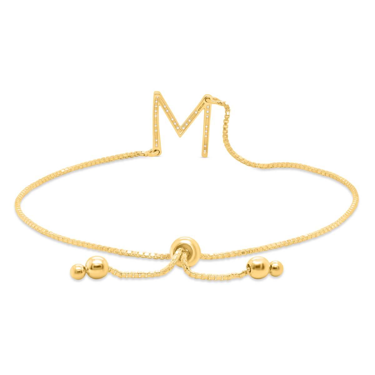 Nova Star® Gold-Plated 1/10ctw. Lab-Grown Diamond M Bolo Bracelet
