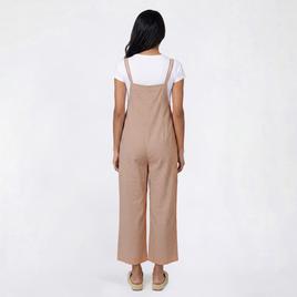 Juniors Hunter & Brown Tie Shoulder Linen Blend Jumpsuit