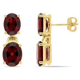 Sophia B Gold Plated 10ctw. Garnet Dangle Earrings