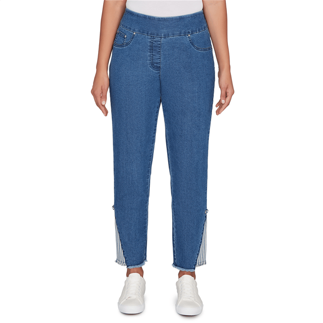 Petite Ruby Rd. Set Sail Nautical Stripe Inset Slim Fit Jeans