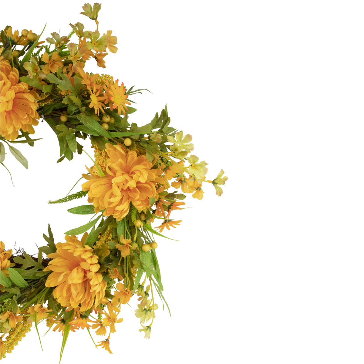 Northlight 24in. Yellow Peony Artificial Fall Harvest Twig Wreath