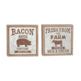 9th & Pike(R) Framed Cow and Pig Farmhouse Wall Signs - Set of 2