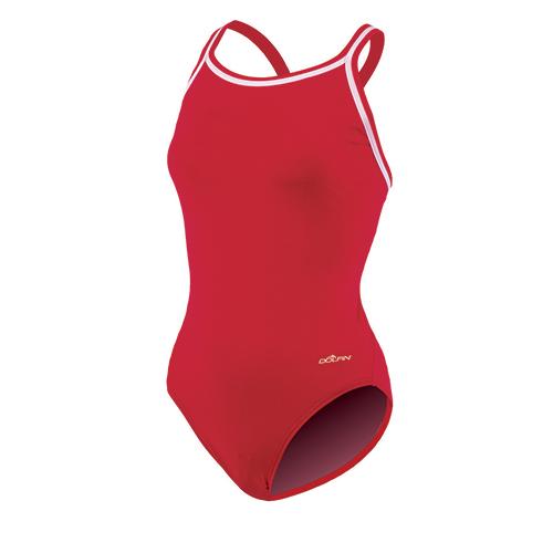Womens Dolfin(R) Team Solid DBX Back One Piece Swimsuit - Red