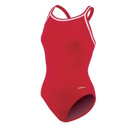 Womens Dolfin(R) Team Solid DBX Back One Piece Swimsuit - Red