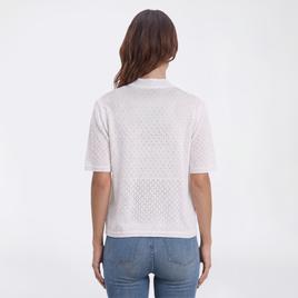 Womens Perceptions Short Sleeve Solid Novelty Stitch Shrug