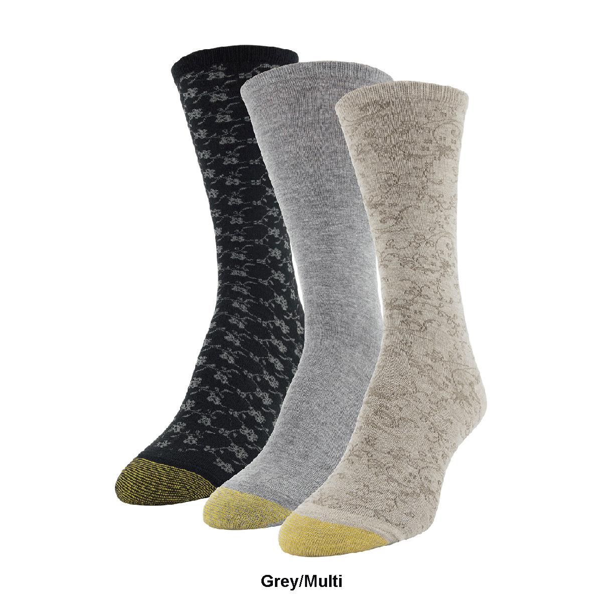 Womens Gold Toe® 3pk Ultra Soft Floral Scroll Crew Socks