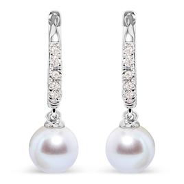 Haus of Brilliance 10kt. White Gold Pearl & Diamond Drop Earrings