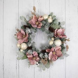 Northlight Seasonal 24in. Floral Frosted Pine Christmas Wreath