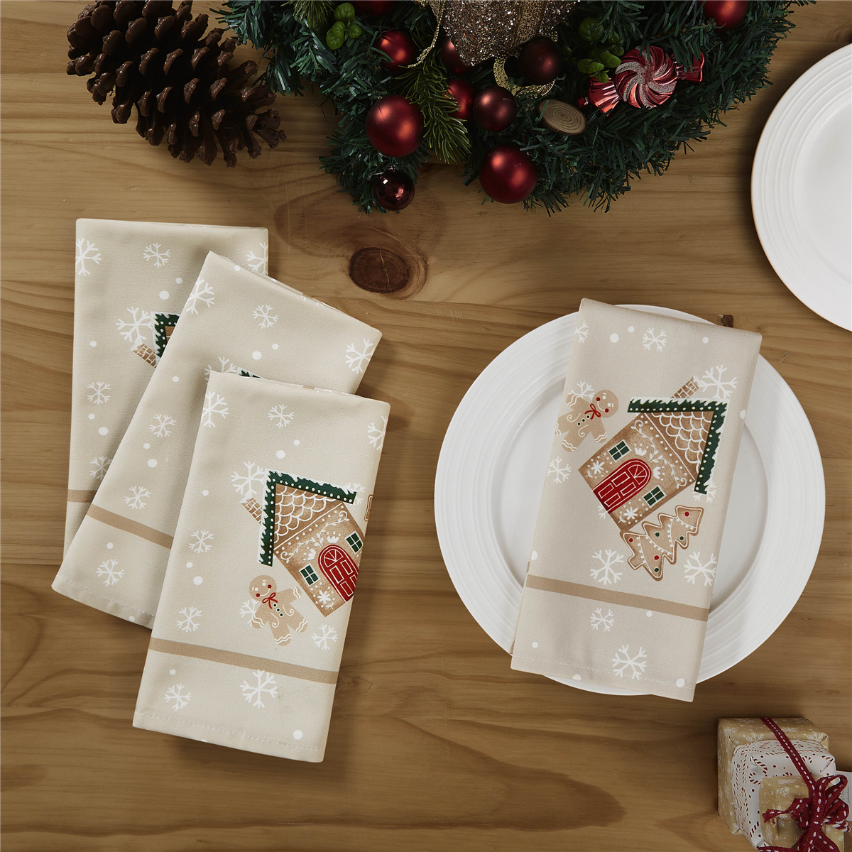 Avanti Linens Gingerbread Village Napkins - Set of 4
