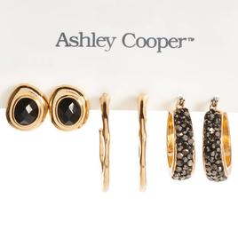 Ashley Cooper(tm) Studs/Textured Hoops/Pave Earring Set