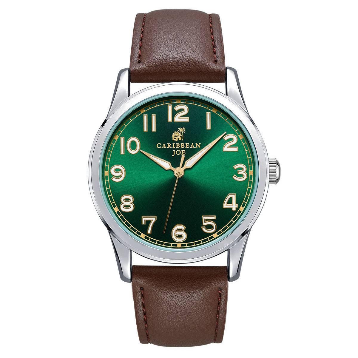 Mens Caribbean Joe Silver-Tone Easy Read Strap Watch - CJ7161SLGR