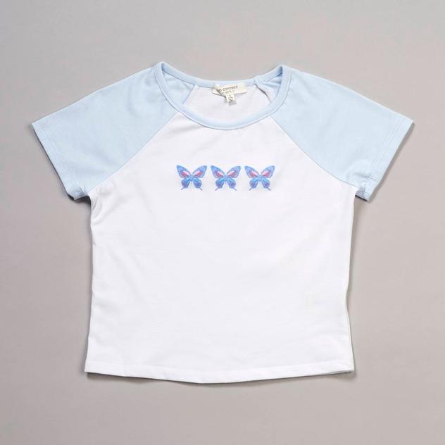 Girls (7-16) No Comment Butterfly Short Sleeve Raglan Tee