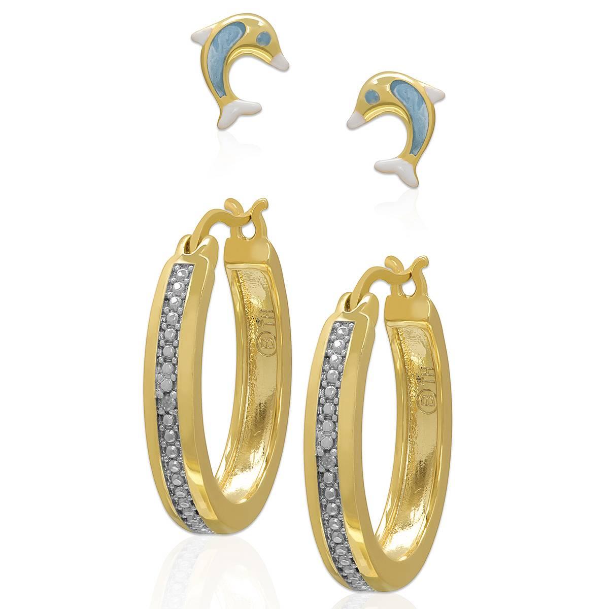 Accents by Gianni Argento Dolphin Stud & Hoop Earrings