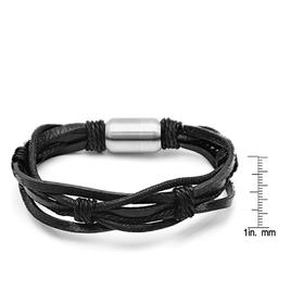 Mens Leather Bracelet in Black