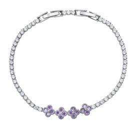 Saffron Violet CZ Blossom Accent Tennis Bracelet