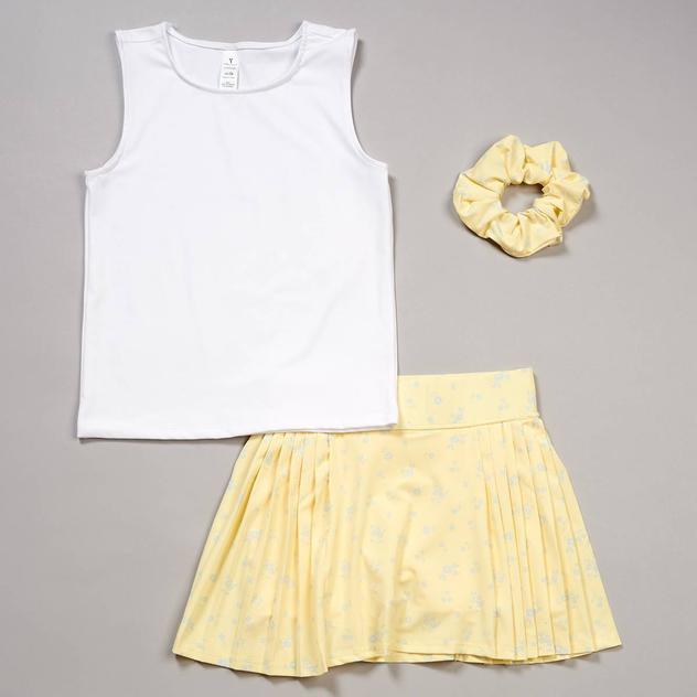 Girls (7-14) Yogalicious® Solid Tank Top & Daffodil Skort Set