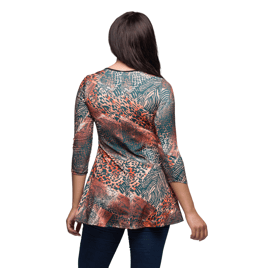 Womens 24/7 Comfort Apparel Animal V-Neck Tunic Top