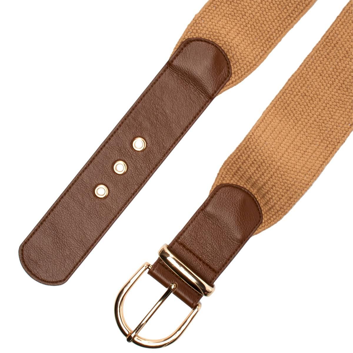 Womens Steve Madden Straw Stretch Cognac Belt